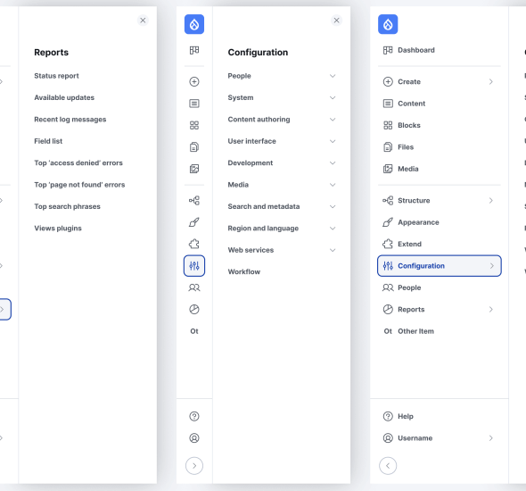 Verticaal menu in de back-end van Drupal 11 CMS
